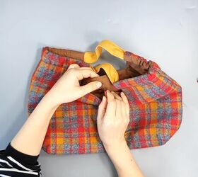 how to sew a cute plaid purse perfect for fall and winter, Attaching button snaps