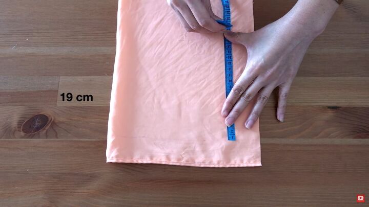 how to make a cute diy off the shoulder top out of an old flowy skirt, Marking the ruffles for the sleeves