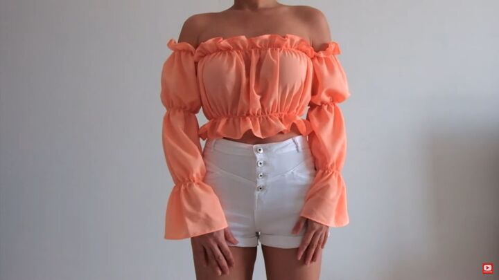 how to make a cute diy off the shoulder top out of an old flowy skirt, DIY off the shoulder top