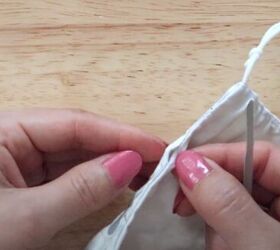 how to sew an easy face mask with adjustable straps free pattern, Inserting a nose wire into the face mask