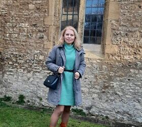 three knitted dresses styling ideas, Dressing up a casual down coat
