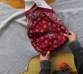 2 easy diy sweatshirt refashions making bandana flannel sleeves, Attaching the sleeves to the sweatshirt