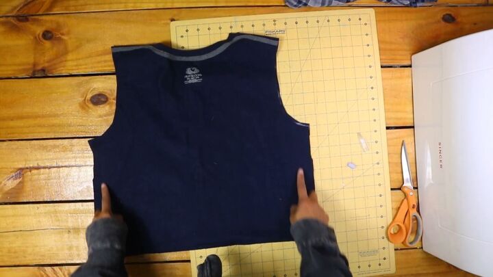 2 easy diy sweatshirt refashions making bandana flannel sleeves, Sewing the sides of the sweatshirt closed