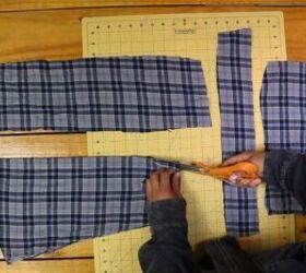 2 easy diy sweatshirt refashions making bandana flannel sleeves, Cutting the sleeve open at the top edge