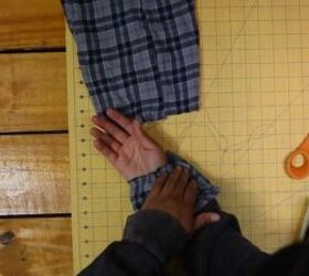 2 easy diy sweatshirt refashions making bandana flannel sleeves, Measuring the cuff around the wrist