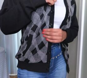 how to wear your boyfriend s clothes 4 men s items made new again, Boyfriend s cardigan before the thrift flip