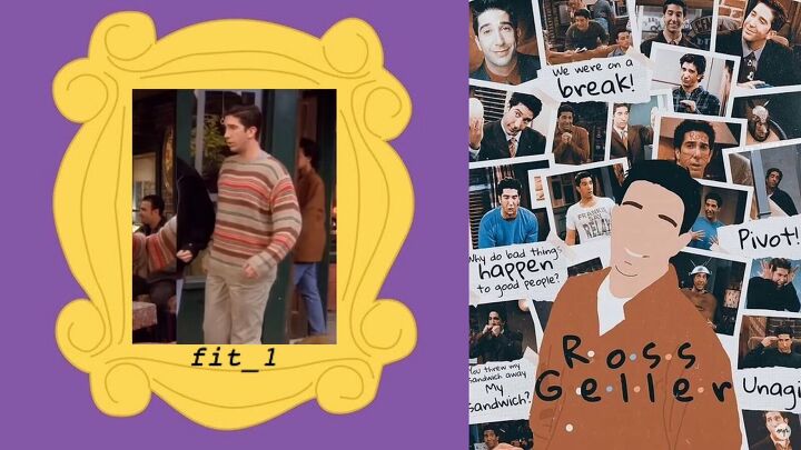 12 fun 90s friends tv show outfits inspired by the 6 characters, Ross Gellar outfit with a striped sweater