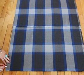 how to make a cute long vest out of an old blanket in 4 easy steps, Folding and measuring the blanket