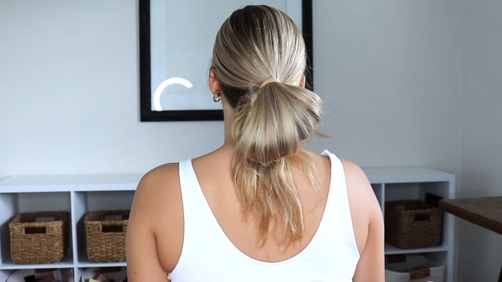 how to create a cute low bun updo in minutes easy tiktok hack, Keeping the ends hanging out