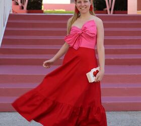 Pink and Red Colorblock Bow Dress