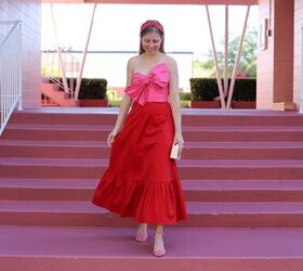 Pink and Red Colorblock Bow Dress | Upstyle
