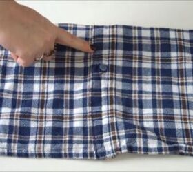 how to make a cozy flannel shirt dress out of 2 old shirts, Sewing the button placket closed