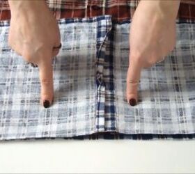 how to make a cozy flannel shirt dress out of 2 old shirts, Sewing the two flannel shirts together
