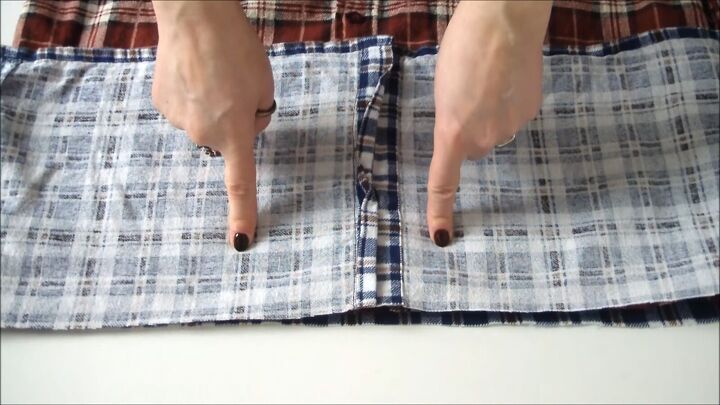 how to make a cozy flannel shirt dress out of 2 old shirts, Sewing the two flannel shirts together