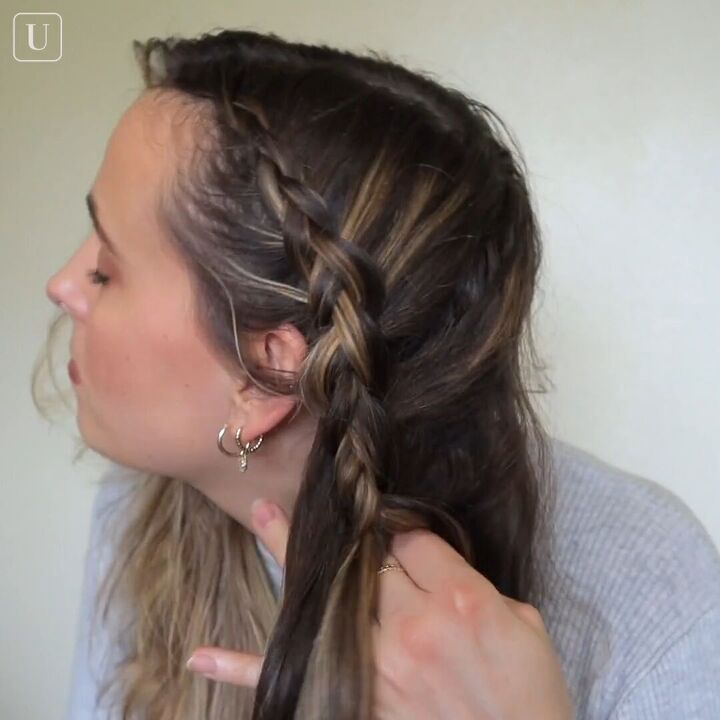 5 cute hairstyles for dirty hair that are super easy to do, French braiding one side of the hair