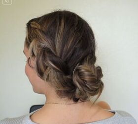 5 cute hairstyles for dirty hair that are super easy to do, Braided low bun hairstyle for dirty hair