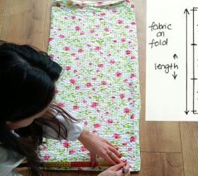 how to make a shirred dress with puff sleeves out of old pillowcases, Marking measurements on the fabric
