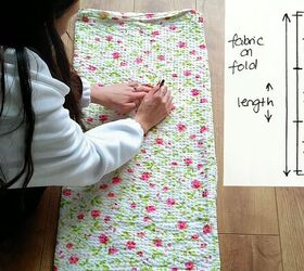 how to make a shirred dress with puff sleeves out of old pillowcases, Marking the waist on the fabric