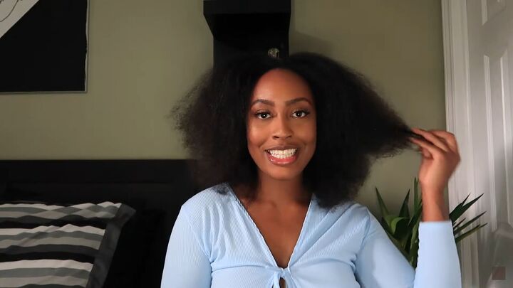 how to do a simple sleek low ponytail with a weave on natural hair, Blow drying hair before styling