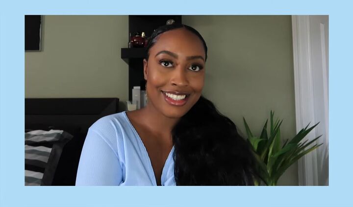 how to do a simple sleek low ponytail with a weave on natural hair, Low sleek ponytail on natural hair