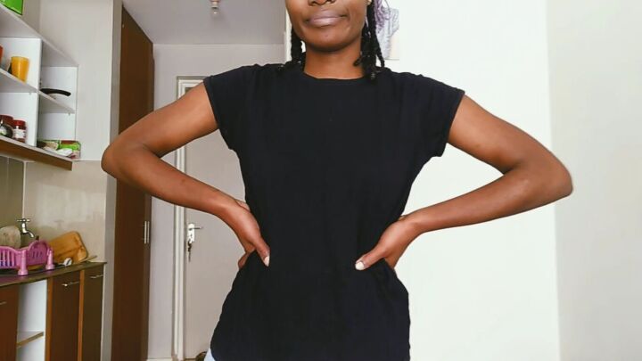 how to easily make a cute diy open back t shirt without sewing, Plain black t shirt before the DIY