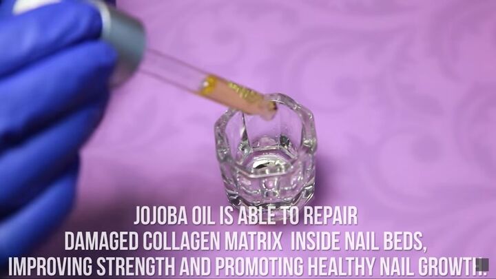 how to make your own nourishing diy cuticle oil at home, Adding jojoba oil to the DIY cuticle oil