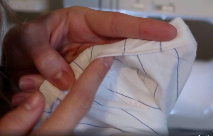 how to make a wrap top out of a shirt in 7 quick easy steps, Creating casing for the cuff elastic