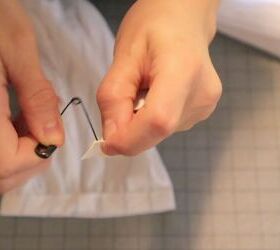 how to make a wrap top out of a shirt in 7 quick easy steps, Threading elastic through the casing