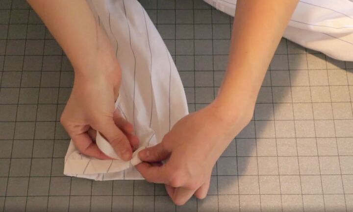 how to make a wrap top out of a shirt in 7 quick easy steps, Finishing the wrap top sleeves