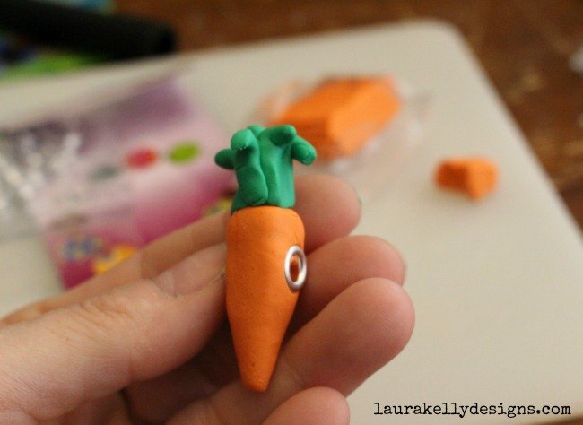 create a carrot charm with clay