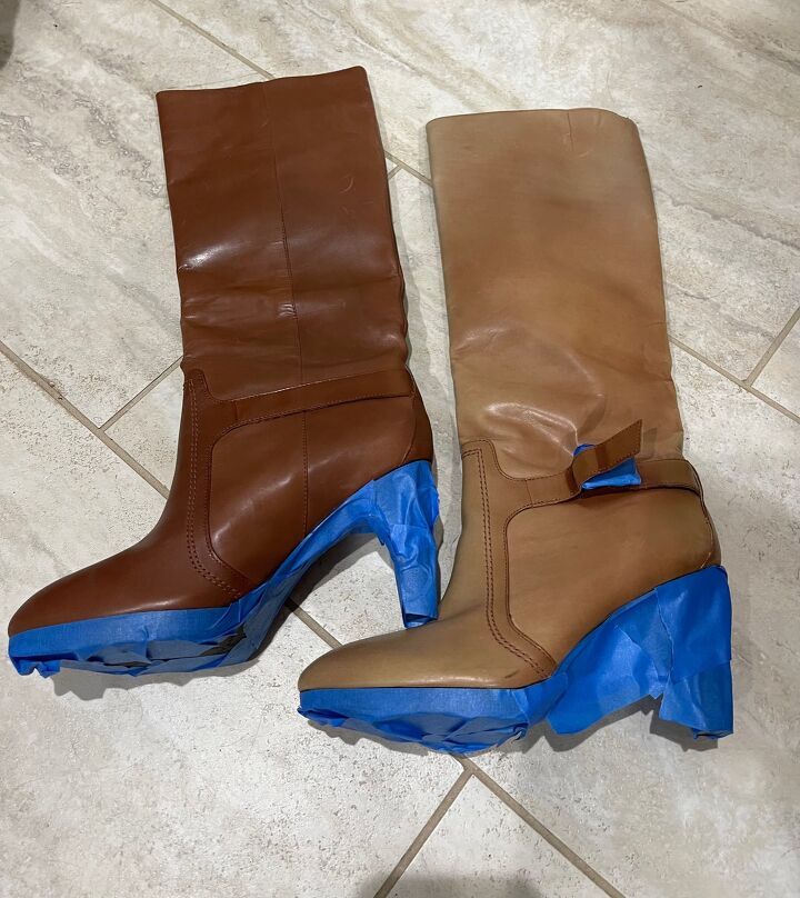 spray painting ruined boots for a new look