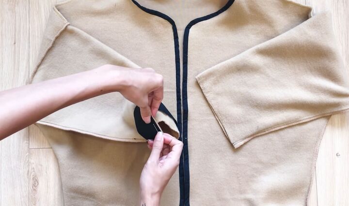 how to make a diy chanel inspired suit out of a long hoodie, Sewing a Chanel jacket dupe