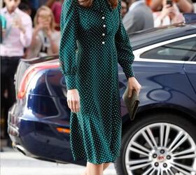 how to recreate kate middleton s work outfits dress like a royal, Kate Middleton green dress with polka dots
