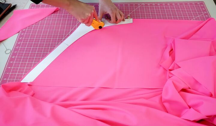 how to make bikini bottoms with side ties beginner swimwear sewing, Cutting out the pattern in swimwear fabric
