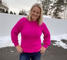 A Pop of Color With a Bright Pink Sweater for the Winter Months!
