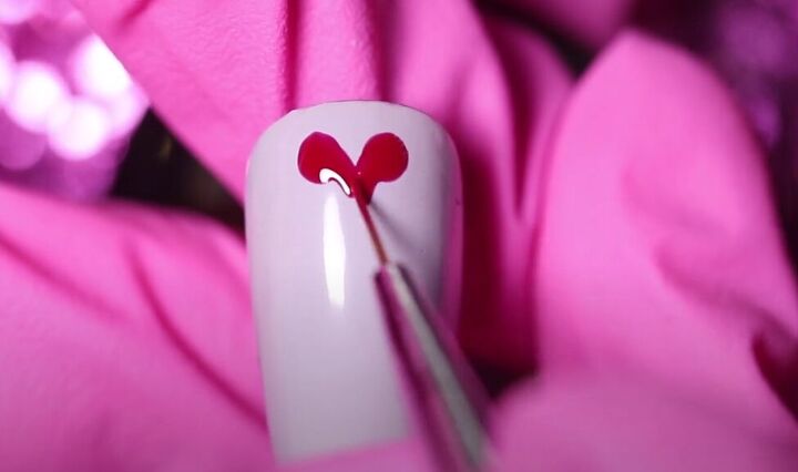 how to do adorable red purple and pink valentine s day nails, How to paint a heart on your nail