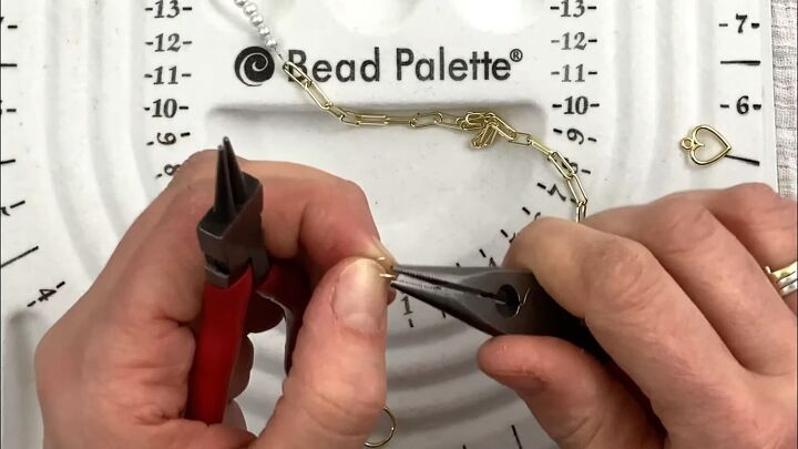 how to make a cute half pearl half chain necklace in 6 simple steps, Opening a jump ring with pliers