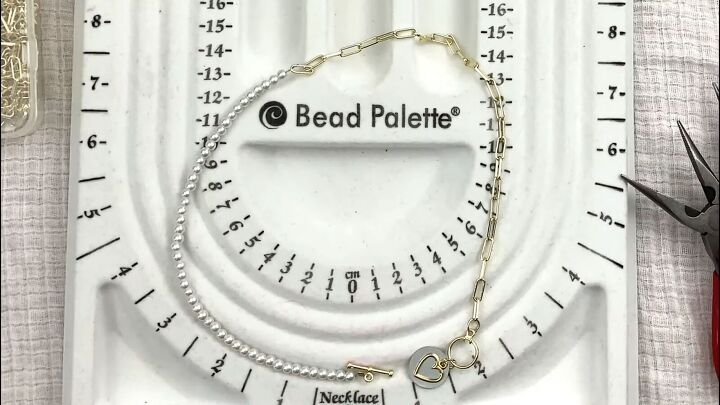 how to make a cute half pearl half chain necklace in 6 simple steps, Finished half pearl half chain necklace