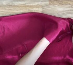 how to make a diy sexy dress that s perfect for a valentine s date, Pinning the straps to the dress