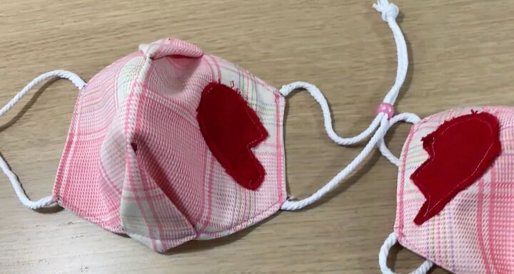 love in the time of corona how to sew matching valentine s face masks, Finishing the straps for the face masks
