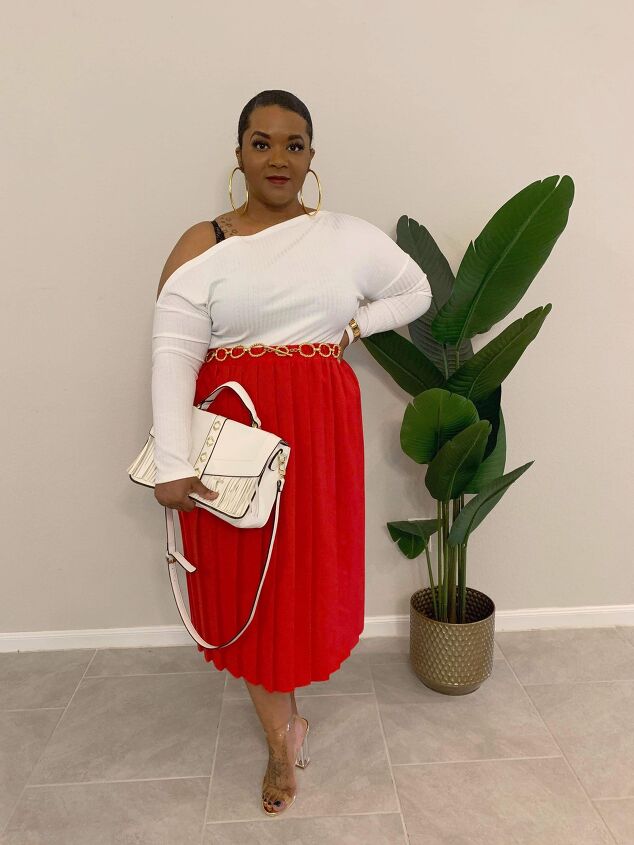 style 4 ways to style a basic white top for valentines day, Outfit Details Entire look is thrifted Shoes Local store in Houston called Trend Mall