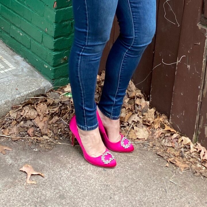 a pop of color with heels in bold pink and blue, Pink heels