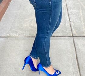 a pop of color with heels in bold pink and blue, Blue heels