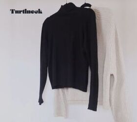 how to create the perfect winter capsule wardrobe with just 16 items, Black turtleneck and cream knit sweater