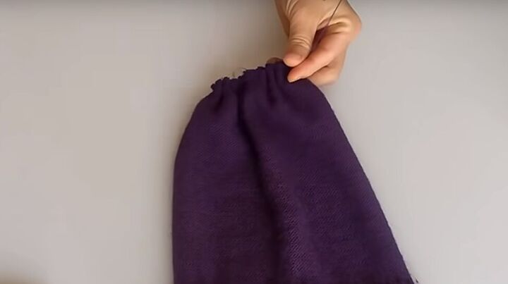 how to make a glove scarf beanie set out of an old knit dress, Make your own beanie