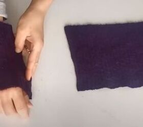 how to make a glove scarf beanie set out of an old knit dress, How to make fingerless gloves
