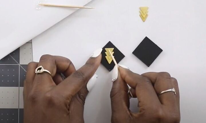 how to make africa earrings in 3 quick easy steps, Creating a design with three gold triangles