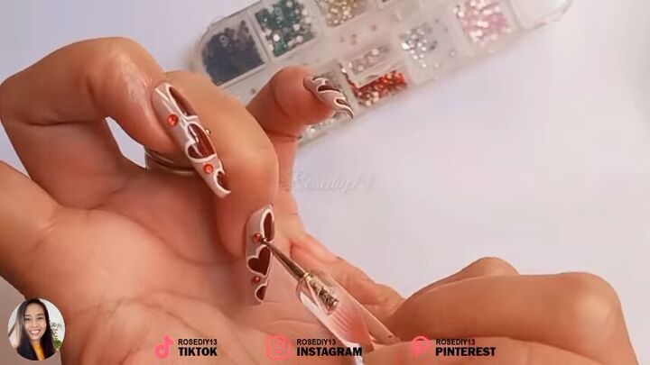 how to do cute pink red valentines nails with heart designs, How to do fancy Valentine s nails