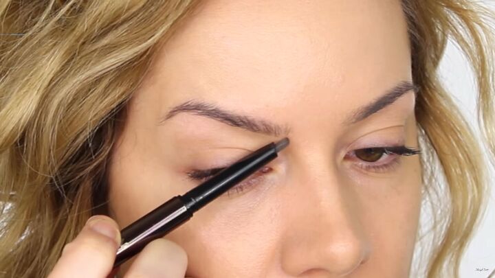 how to create a cool pink eye lip makeup look for valentines day, Filling in brows with a brow brush