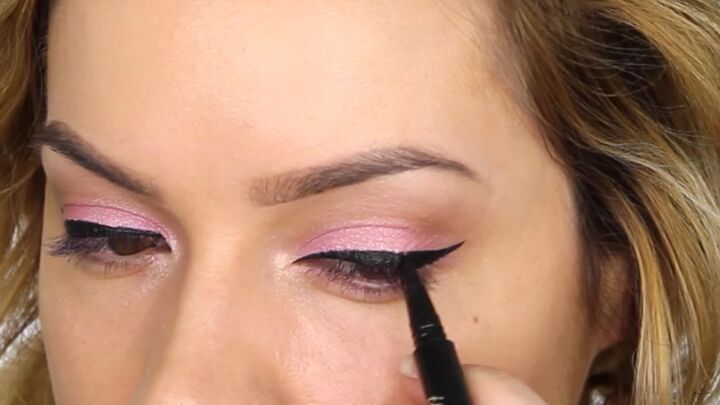 how to create a cool pink eye lip makeup look for valentines day, Filling in the wing to make it thicker